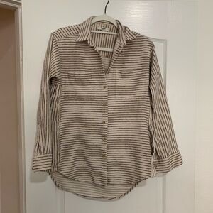Madewell Striped Button-Down Shirt – Women’s Small – Cream/Navy